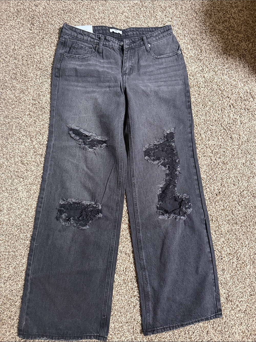 bp Distressed Black Wide-Leg Jeans